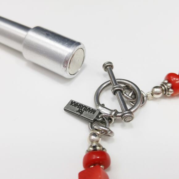 Paige Wallace Red Coral Beaded Bracelet w/ Silver Accents & Toggle Clasp - Picture 4 of 8